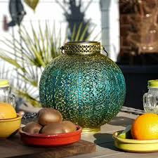 Blue And Gold Moroccan Led Lantern 25cm
