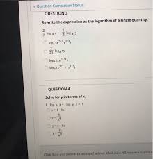 Question 1 Convert To Logarithmic Form