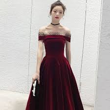 women long burgundy dress wedding prom