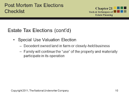 Post Mortem Tax Elections Checklist Chapter 21 Tools Techniques Of