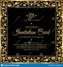 Luxury Invitation Card Decorative Black And Gold Vector