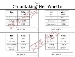Calculating Net Worth Worksheet