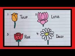 5 flowers drawing draw and name 5