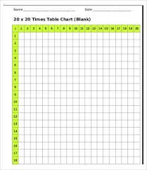 table chart template 7 free word