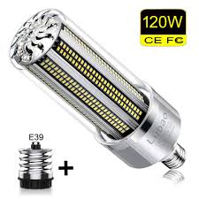 120w Led Corn Light Bulb Upgrade No Strobe Protect Eye 400w 500w Metal Halide Hid Hps Replacement E26 With E39 Mogul Base Adapter 5000k