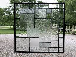 Clear Geometric Stained Glass Panel