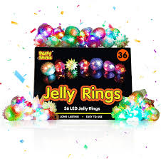 Amazon Com Partysticks Light Up Jelly Rings 36pk Bulk Glow Party Favors For Kids Flashing Glow Rings Wearable Glow Jewelry And Glow In The Dark Party Supplies For Boys And Girls In
