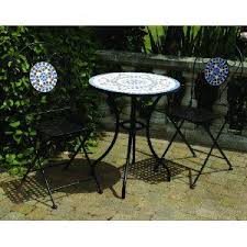 Shop our best selection of small space patio dining sets to reflect your style and inspire your outdoor space. 3 Piece Mosaic Bistro Garden Furniture Patio Set With Round Table 2 Chairs Blue Amazo Vintage Outdoor Furniture Outdoor Console Table Bistro Table Outdoor