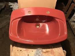 Now that the vanity has a facet installed and hole for the sink, you can install the sink for the last time. Armitage Shanks Cosmos Vanity Basin In Romany Red Ebay