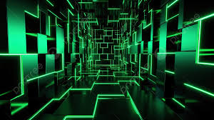 green holographic tunnel with squares