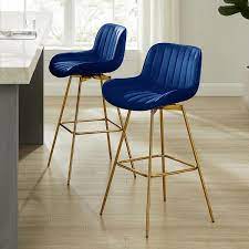 blue velvet swivel bar stools