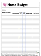 Free Blank Monthly Budget Template Printable Blank Home