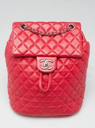 chanel red quilted lambskin leather
