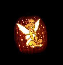 Tinkerbell Sitting Hand Carved On A Foam Pumpkin Plug In Light With Switch Included