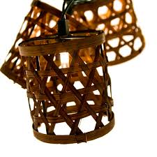 Outdoor Rattan Lantern Lights Green Cable