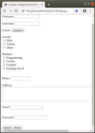 how to create a form in html javatpoint