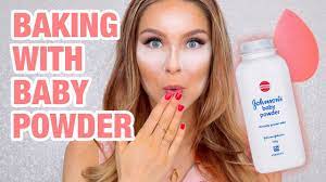 baking your face with baby powder