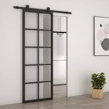 Glass Barn Door With Installation Hardware Kit Calhome Finish Frosted Size 30 X 84