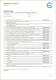 Job Leave Exit Interview Form Template Ms Word Word