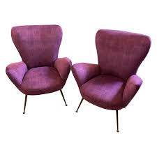 Shop for purple velvet chair online at target. 1950s Set Of Two Mid Century Modern Purple Velvet And Brass Italian Armchairs Design Addict Chairs Stools