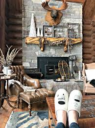 winter neutral decor log cabin cozy