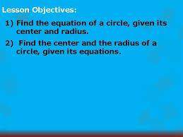 lesson plan for equation of a circle