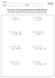 Systems Of Linear Equations Worksheets