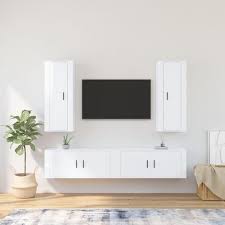 4 Piece Tv Cabinet Set High Gloss White