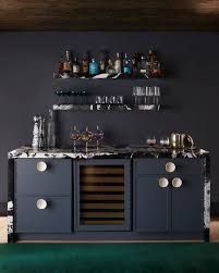 Built In Bar With Glass Shelves Design