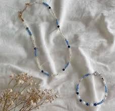 blue beaded jewellery set women s