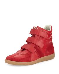 Sully here back with another maison martin margiela future review this time in coral red. Maison Margiela Men S Triple Strap Leather Suede High Top Sneakers In Red For Men Lyst