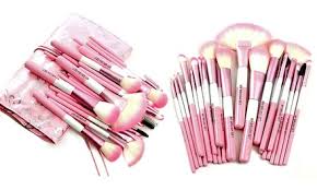 pink makeup brush set with case