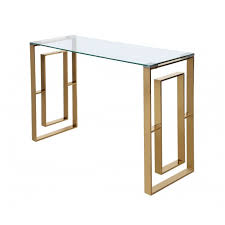 glass console table gold