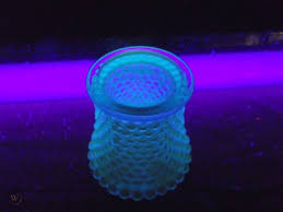 Blue Uranium Glass Hobnail Candleholder