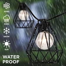 Jonathan Y 10 Light Indoor Outdoor 10 Ft Contemporary Transitional Incandescent G40 Diamond Cage String Lights Black