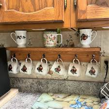 Shelf Mug Rack Wall Mounted Coffee Bar