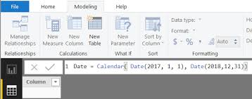 how to create a date table in power bi