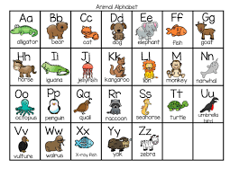 Animal Alphabet Chart In Color And B W Free Kindergarten