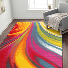 osti multicolored nylon modern waves non skid area runner rug 2 x 7