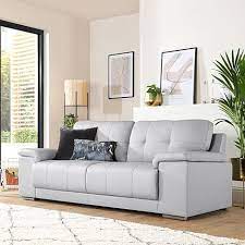 linton small grey leather 2 seater sofa