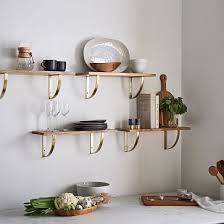 Linear Raw Mango Wood Wall Shelves With