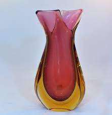 Ruby Amber And Gold Murano Glass