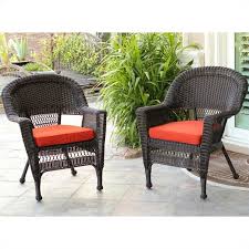jeco wicker chair in espresso with red