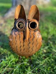 Owl Small Upcycled Garden Ornaments