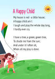 a happy child poem for cl 1 in english