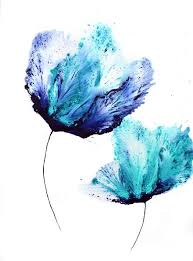 Blue Wall Art Large Flower Painting On