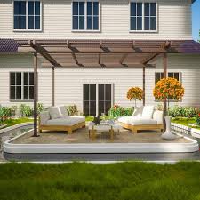 Brown Aluminum Free Standing Pergola