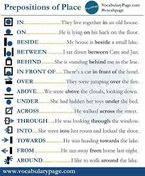 prepositions of place materials for