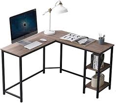 L shaped computer desks for small spaces. Amazon Com Mhaosehu Small L Shaped Computer Desk For Small Space Industrial Corner Computer Desk With Storage Shelves Wood And Metal Home Office Desk For Workstation 47 Inch Brown Kitchen Dining