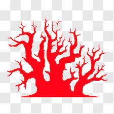Silhouetted Red Tree Symbol